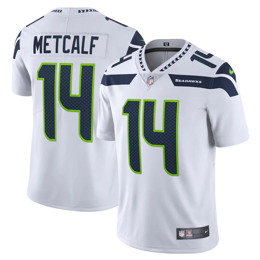 Men Seattle Seahawks 14 DK Metcalf Nike White Vapor Limited NFL Jersey